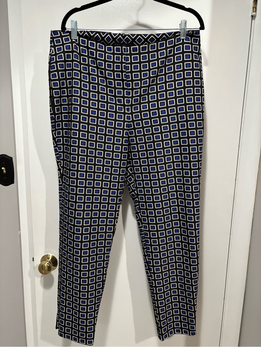 Black Label by Chicos Straight Leg Geometric Print Pants - Blue/Black Size 2.5